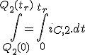 \int_{Q_2(0)}^{Q_2(t_r)} = \int_{0}^{t_r} i_{C,2}.dt